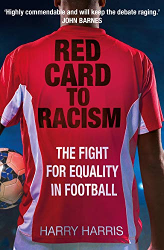 Book cover with red shirt and soccer ball, title "Red Card to Racism".