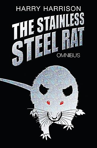 Book cover with white text and a metallic, textured rat on a black background.