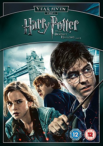 Harry Potter and the Deathly Hallows - Part 1" DVD cover with Harry, Ron, and Hermione.
