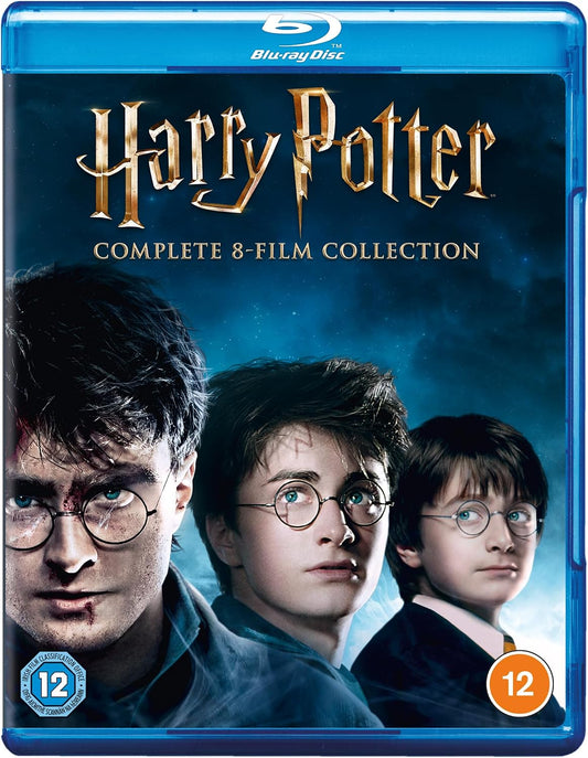 Harry Potter Blu-ray collection cover featuring three ages of Daniel Radcliffe.
