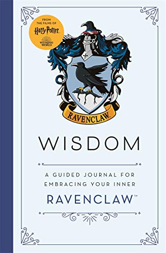 Ravenclaw house crest on a white journal with the word "WISDOM".