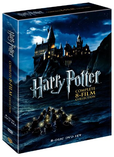 DVD box set of Harry Potter films featuring Hogwarts castle.