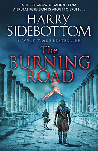Book cover: Roman soldiers before Mount Etna erupting in flames.
