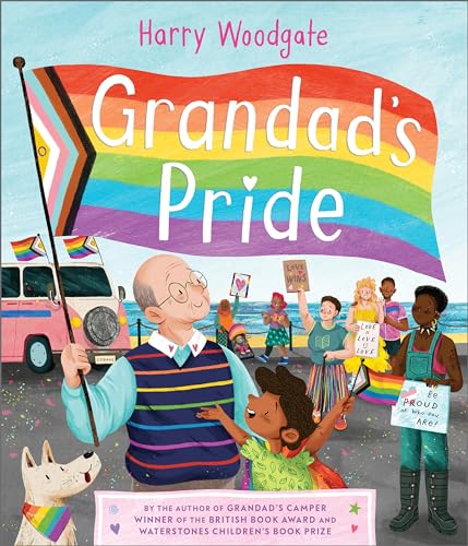 Book cover: Grandad with family at a colorful Pride parade.