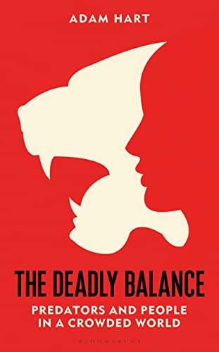 Red book cover with white silhouettes of a human and predator face.