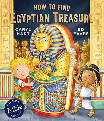 Book cover: illustrated mummy, children, and Egyptian hieroglyphs.