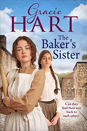 Book cover featuring two women in period clothing before stone buildings and blue sky.