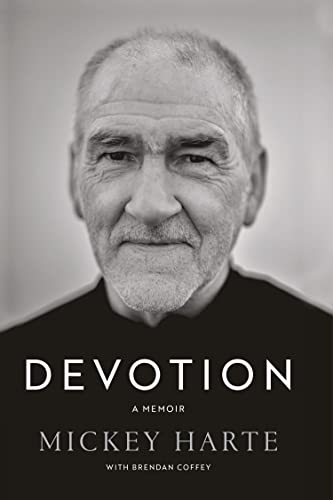 Book cover: black and white portrait of Mickey Harte with title "Devotion.