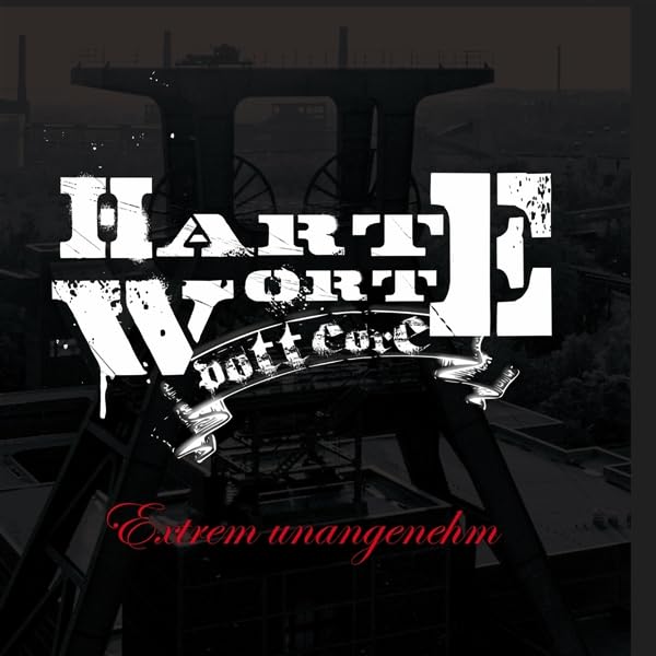 Vinyl record cover with bold white text on a grayscale industrial background.