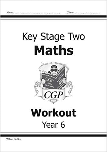 CGP Key Stage Two Maths Workout Year 6 workbook cover with mascot illustration.