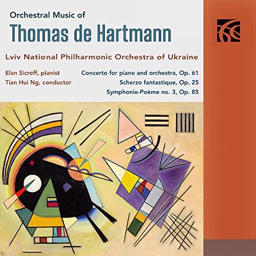 CD cover for Thomas de Hartmann orchestral music featuring an abstract Kandinsky-style painting.