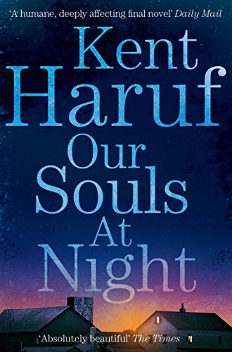 Book cover for "Our Souls at Night" by Kent Haruf, dark blue background.