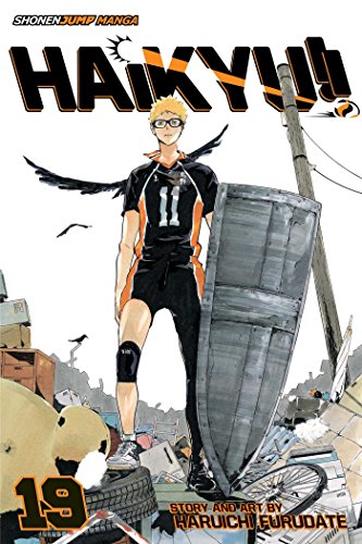 Manga cover featuring Kei Tsukishima holding a shield amidst a pile of debris.