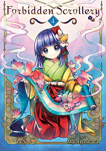 Book cover: anime girl in kimono holding a scroll, floral border.