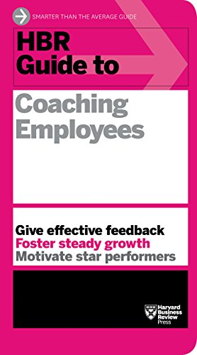 Pink and white book cover titled "HBR Guide to Coaching Employees.