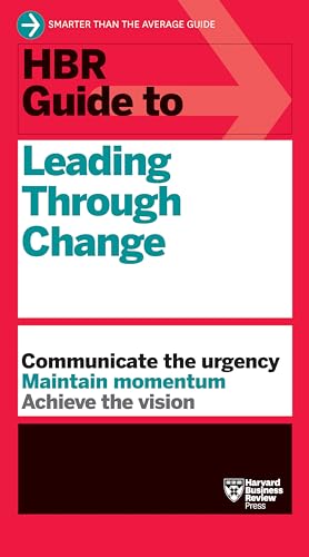 Book cover: "HBR Guide to Leading Through Change" with red and white text.