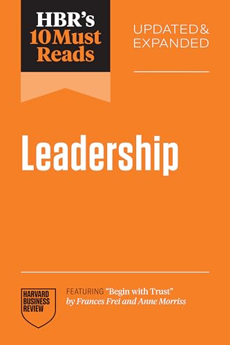 Orange book cover with “Leadership” in large white text, Harvard Business Review logo.