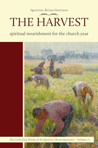 Book cover: “The Harvest” depicts figures harvesting grain in a field.