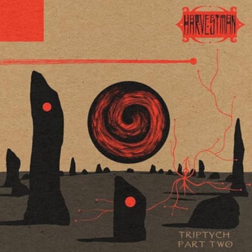 Vinyl album cover: abstract desert landscape with red accents and spirals.