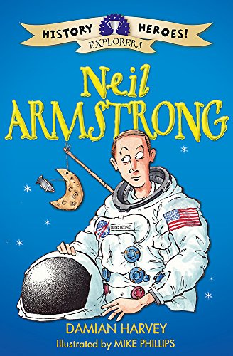 Book cover featuring cartoon astronaut Neil Armstrong with the moon.
