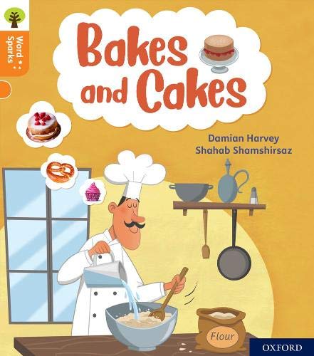 Book cover: chef baking, cakes, and treats with colorful illustrations.