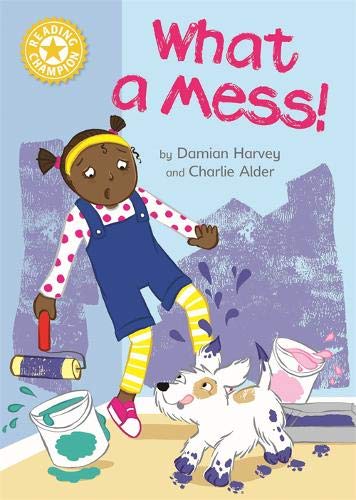 Book cover: girl, dog, and paint splatters creating a colorful mess.