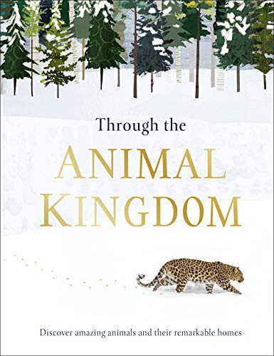 Book cover with snow, trees, a leopard, and the title "Animal Kingdom".