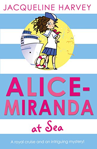 Book cover: girl in sailor outfit with cruise ship, blue stripes.