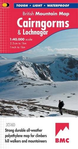 British Mountain Map of the Cairngorms and Lochnagar, snowy peaks visible.