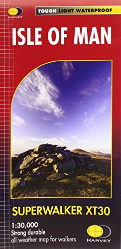 Harvey map cover of the Isle of Man, featuring rocky hills and sky.