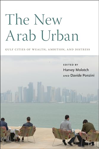 Book cover with city skyline, people seated, titled "The New Arab Urban.
