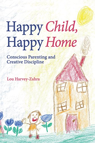 Book cover with crayon-style drawing of a child, house, and sun on white background.