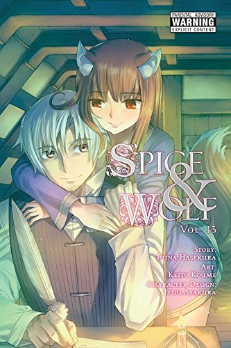 Manga cover: a young man and wolf-eared woman embrace, with text.