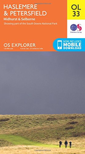 Ordnance Survey Explorer map cover for Haslemere and Petersfield featuring a landscape photo.