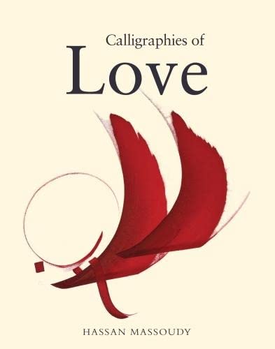 Book cover: “Calligraphies of Love” with red Arabic calligraphy.