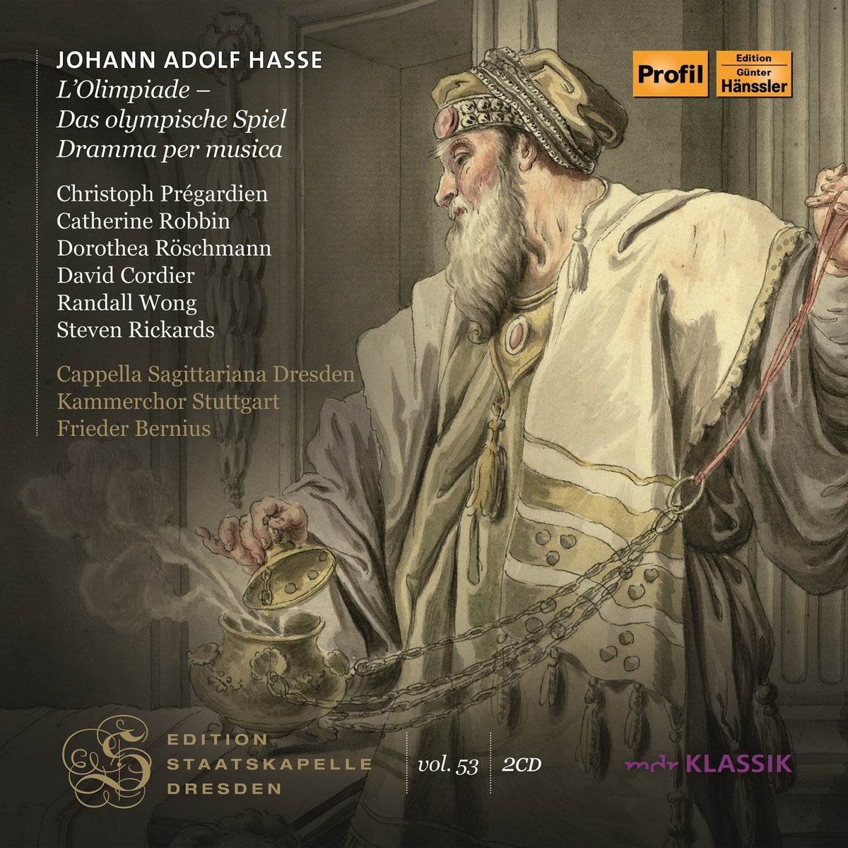 CD cover for Hasse’s “L’olimpiade” featuring a man in chains.