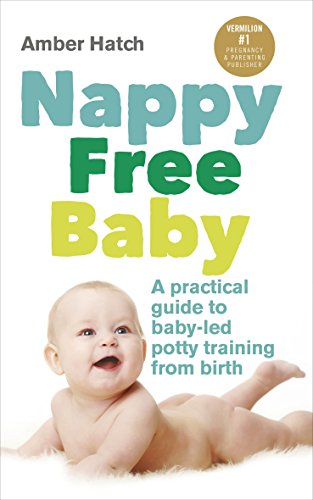Book cover titled Nappy Free Baby featuring a happy baby lying on a rug.