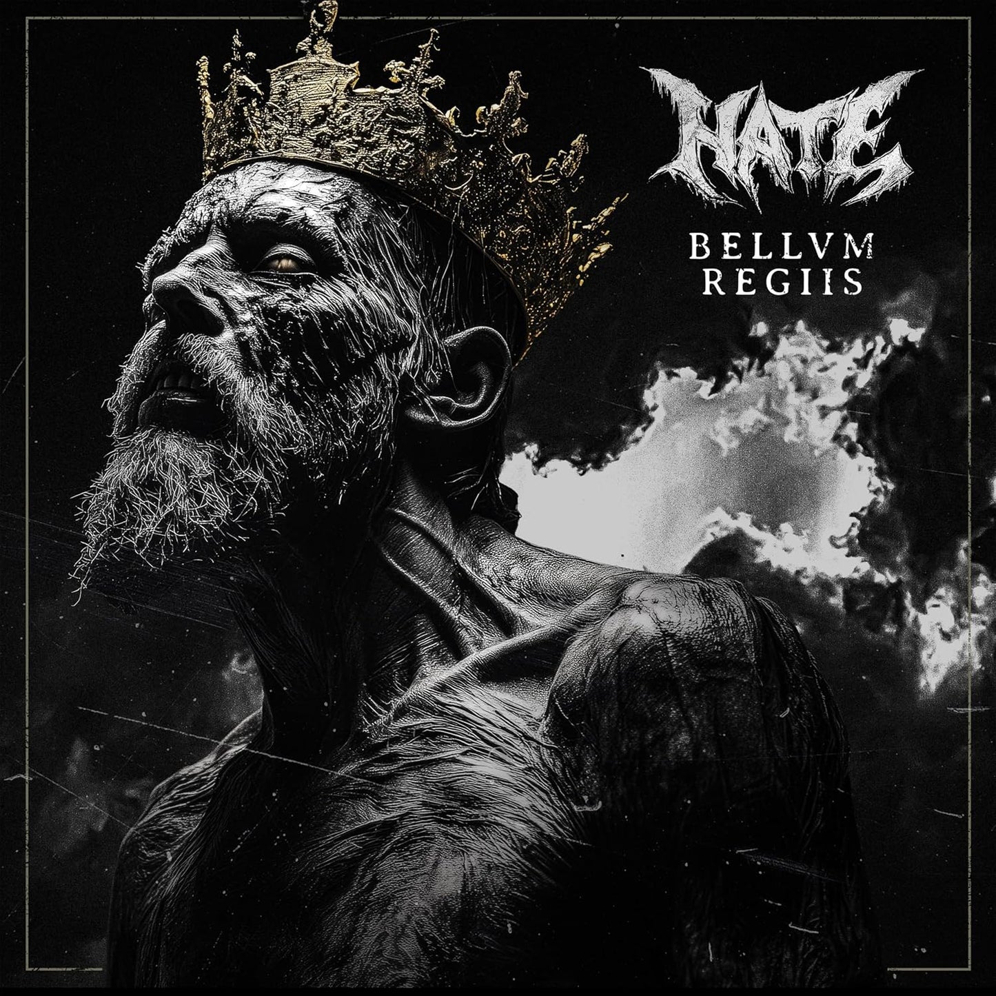 Black vinyl record of Hate’s “Bellum Regiis” album in a sleeve.
