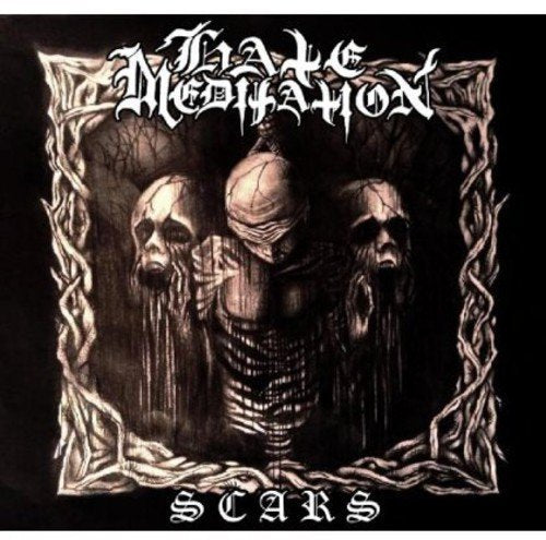 CD cover for Hate Meditation’s “Scars” featuring three distorted, ghostly figures.