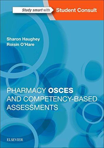 Blue textbook cover with white text: "Pharmacy OSCEs and Competency-Based Assessments.