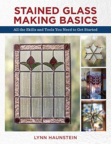 Book cover featuring stained glass panels and tools for beginners.