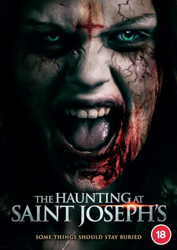 DVD cover for "The Haunting at Saint Joseph's" featuring a screaming possessed face.
