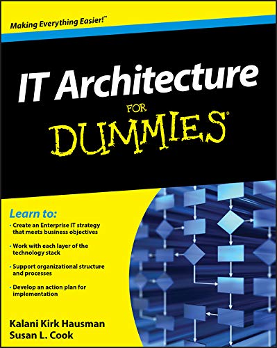 Book cover: "IT Architecture For Dummies" with a blue and gray grid background.