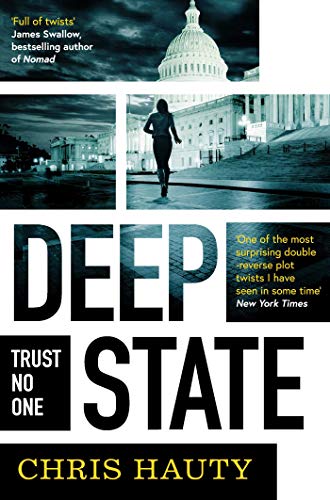 Book cover for “Deep State” featuring the US Capitol and a running woman.