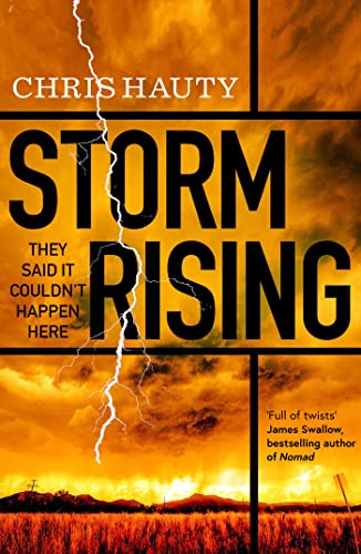 Book cover: "Storm Rising" with bold text and dramatic lightning imagery.