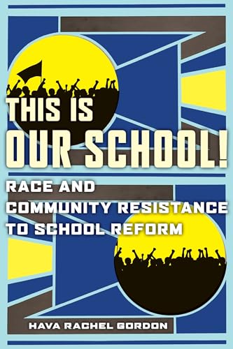 Book cover: "This Is Our School!" with abstract yellow and blue design.