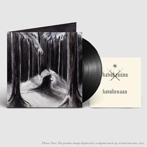 Havukruunu vinyl record with dark forest cover art and insert.