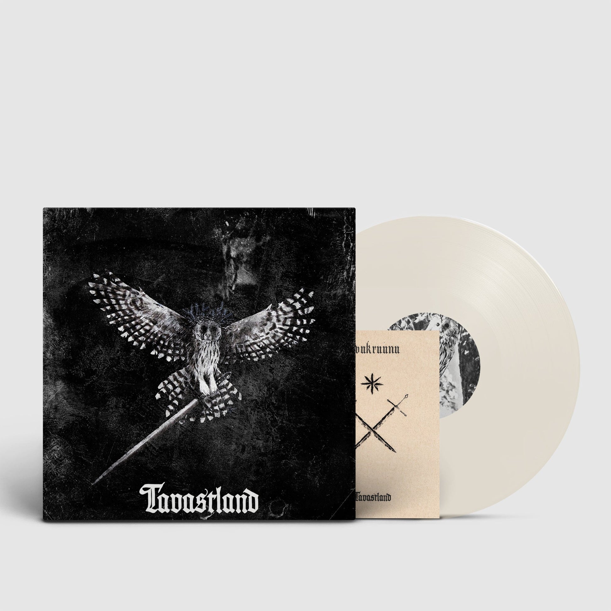 Havukruunu “Tavastland” vinyl record with dark cover art and white disc.