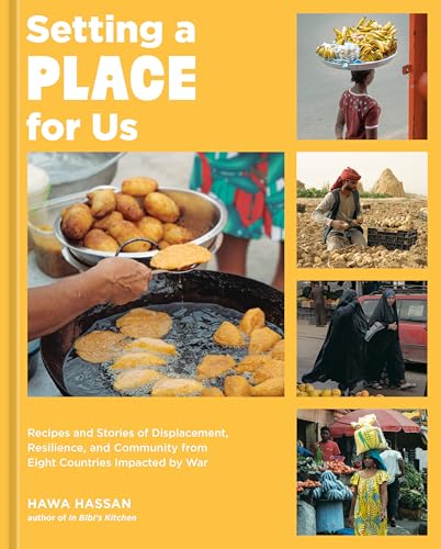Cookbook cover with food photography and scenes of people in various countries.