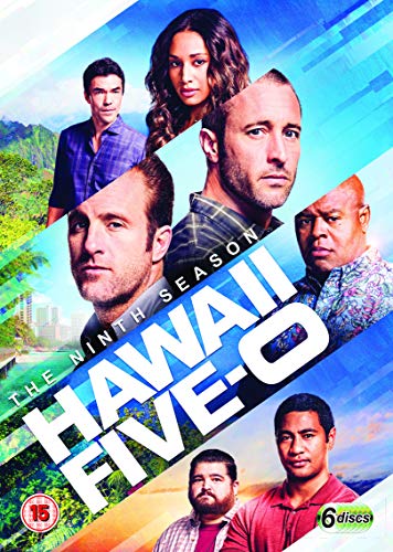 Hawaii Five-O" DVD cover featuring six cast members and Hawaiian scenery.